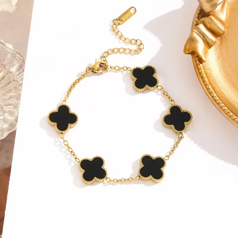 Obsidian Clover Bracelet