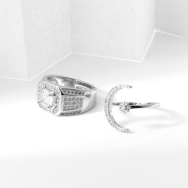 Moon & Titan Couple Rings
