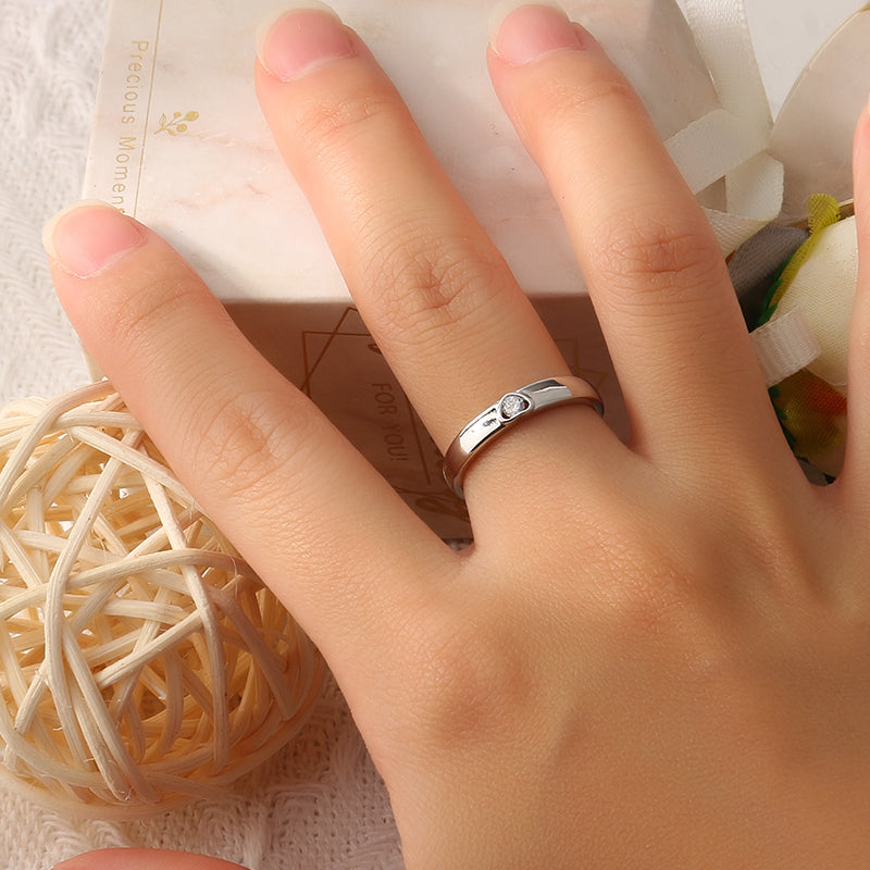 Heart & Square Minimal Couple Rings