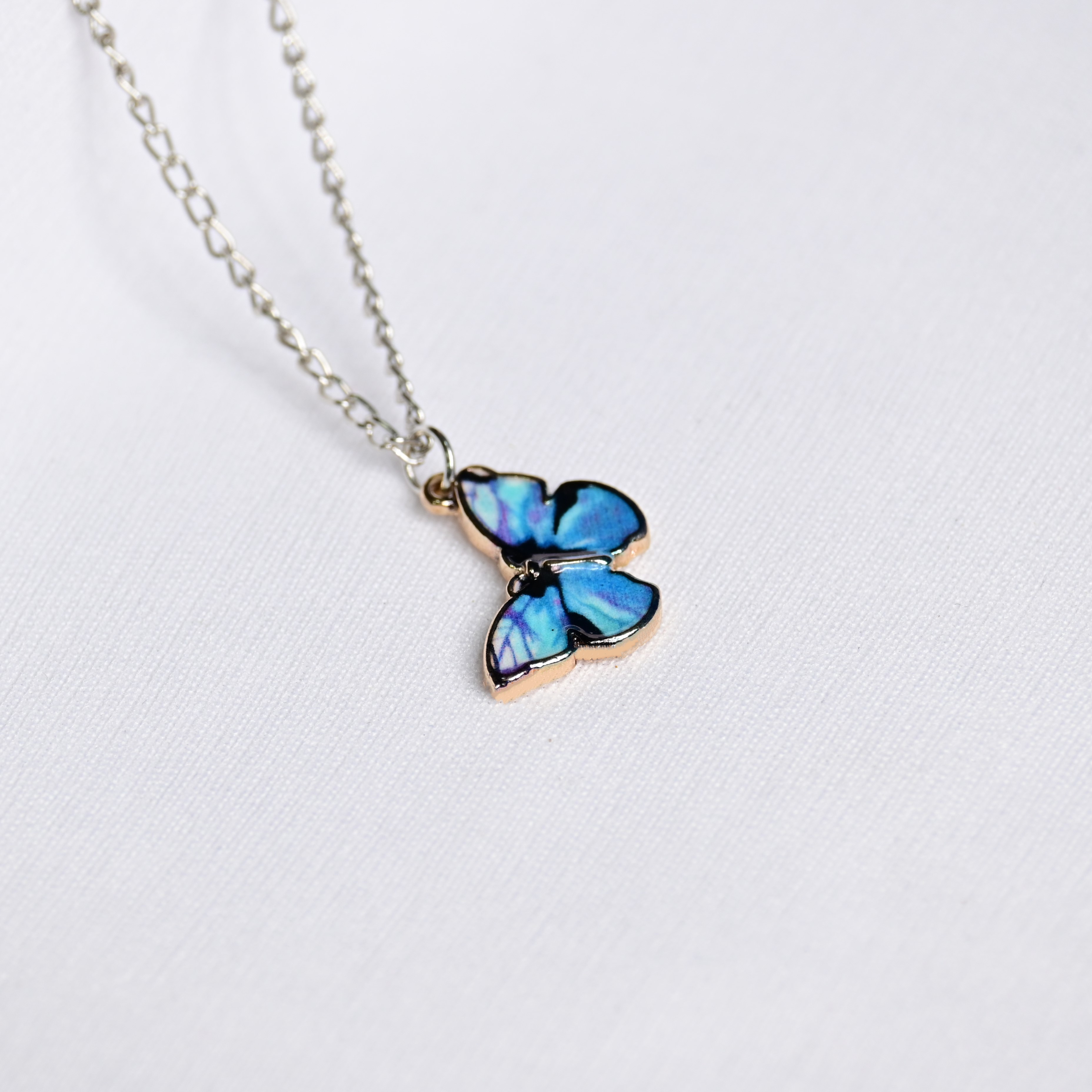 Enamel Blue Butterfly Pendant - Fab Couture