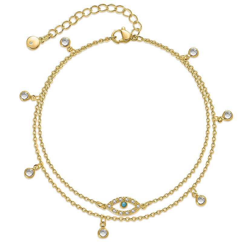 Dewdrop Evil Eye Anklet - Fab Couture