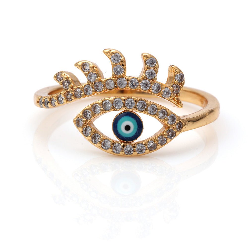 Studded Evil Eye Ring - Fab Couture