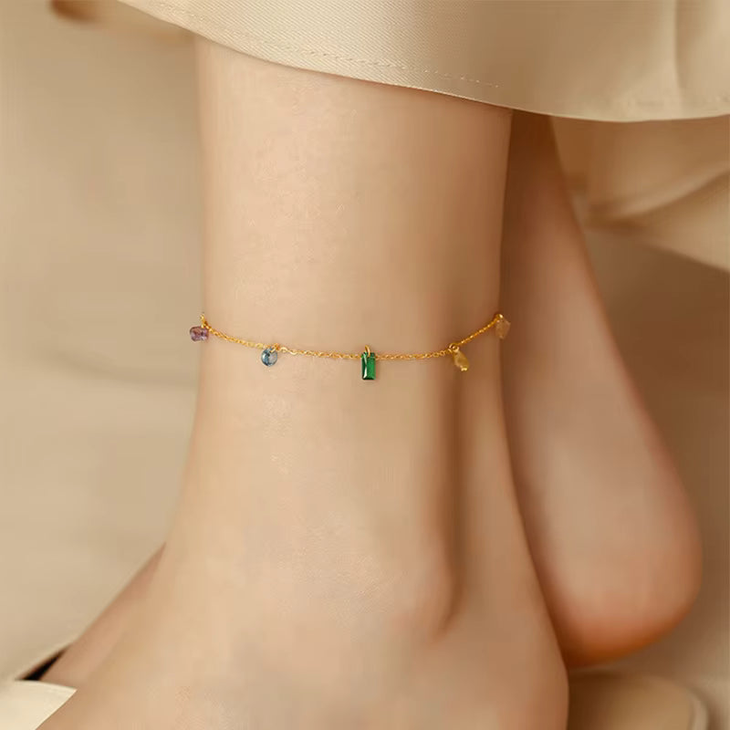 Asymmetric Crystal Anklet