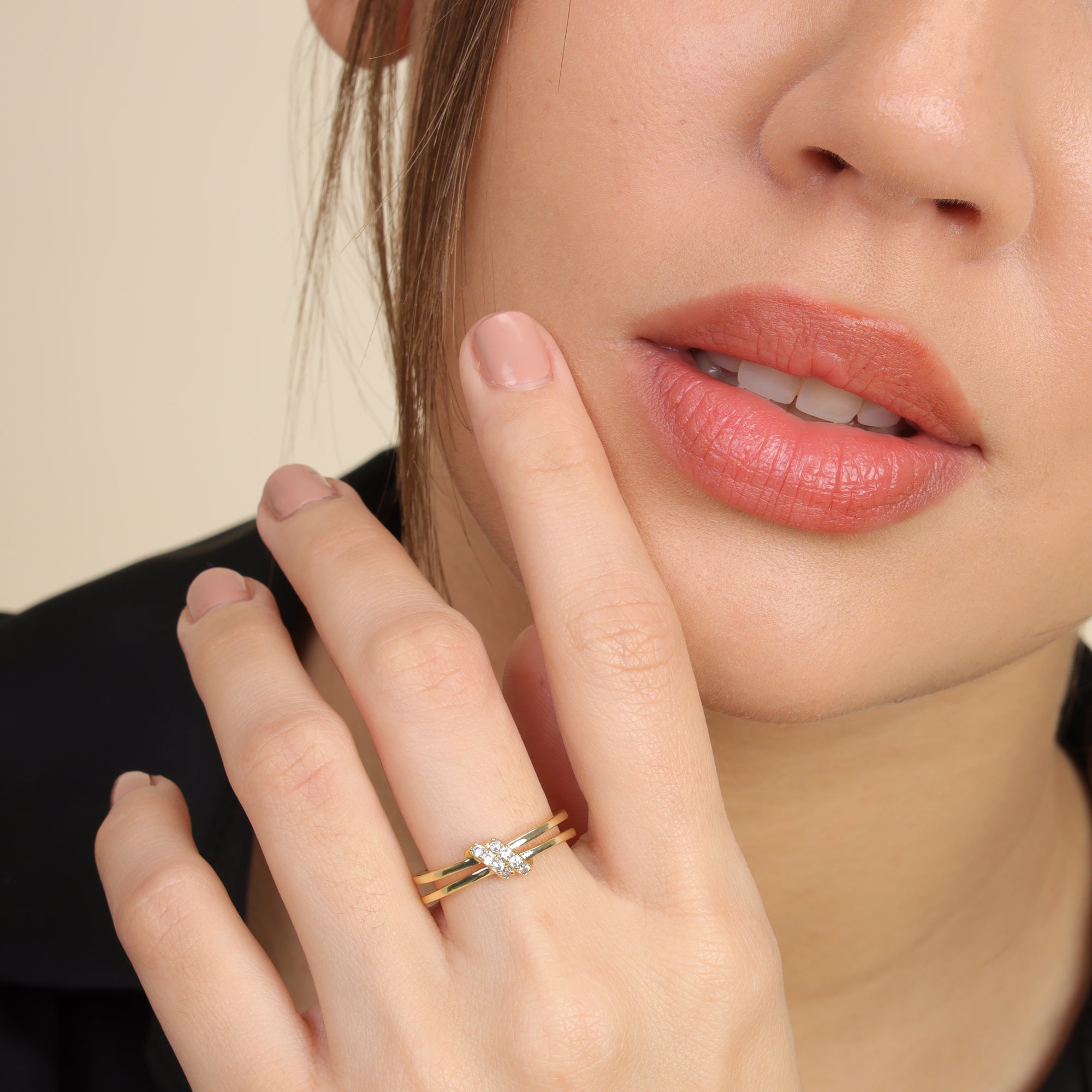 Studded Swirl Ring