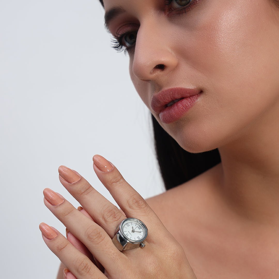 Elegance Watch Ring | White and Silver