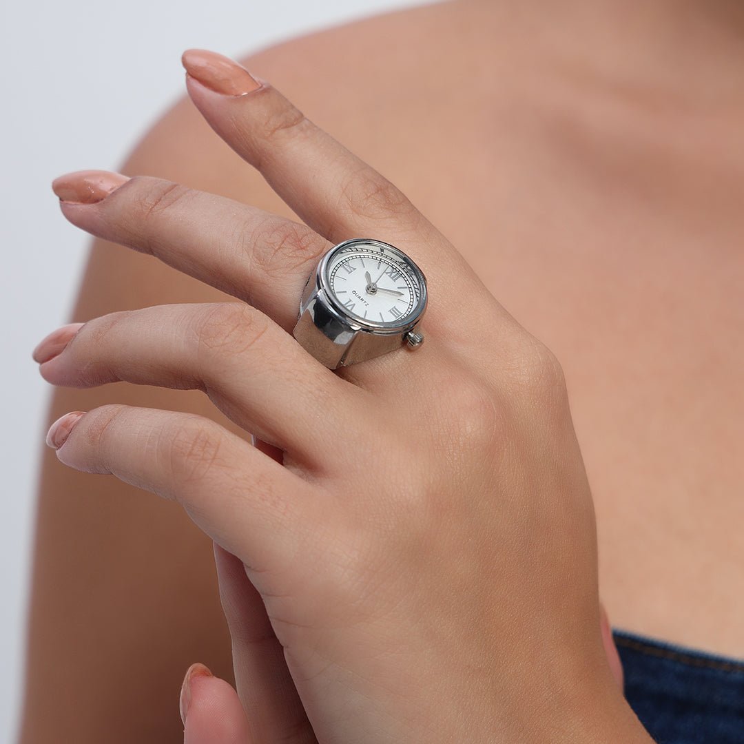 Elegance Watch Ring | White and Silver