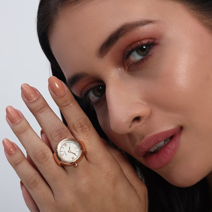 Elegance Watch Ring | White and Rose Gold