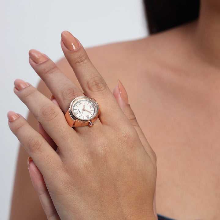 Elegance Watch Ring | White and Rose Gold