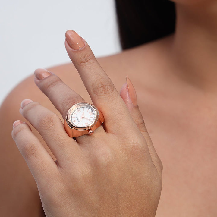 Elegance Watch Ring | White and Rose Gold