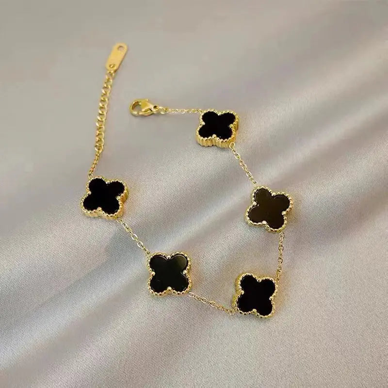 Obsidian Clover Bracelet