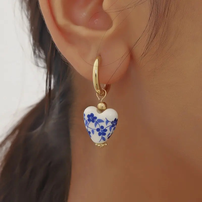 Porcelean Heart Hoops