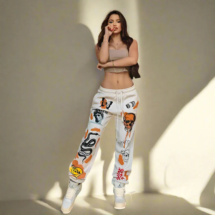 Street Style Skull Graffiti Joggers