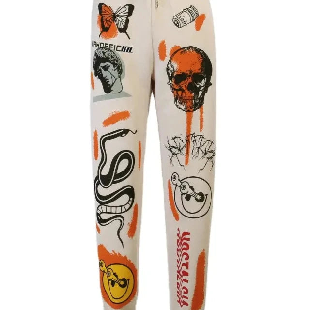 Street Style Skull Graffiti Joggers