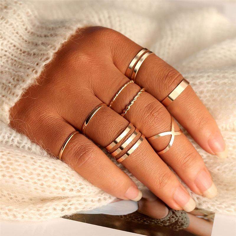 Boho Metallic Rings (Set of 8) freeshipping - FAB COUTURE