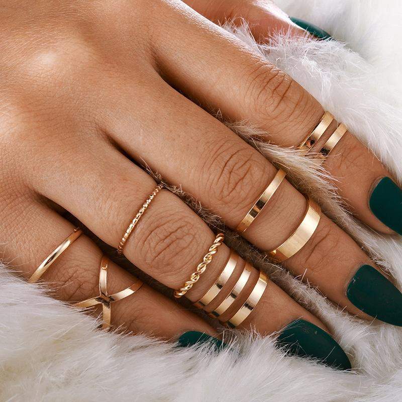 Boho Metallic Rings (Set of 8) freeshipping - FAB COUTURE