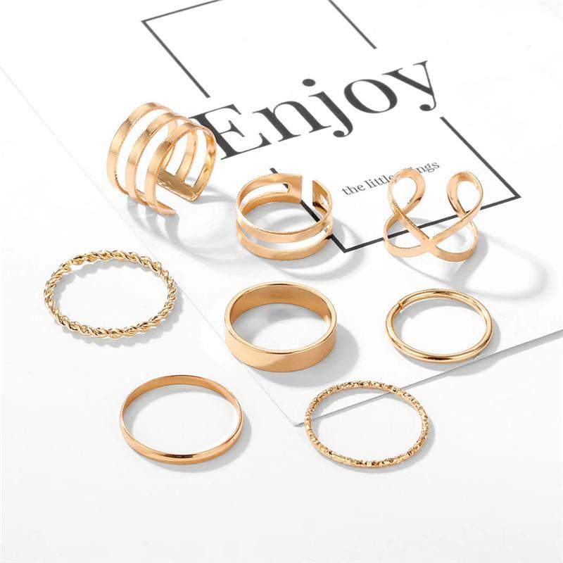 Boho Metallic Rings (Set of 8) freeshipping - FAB COUTURE