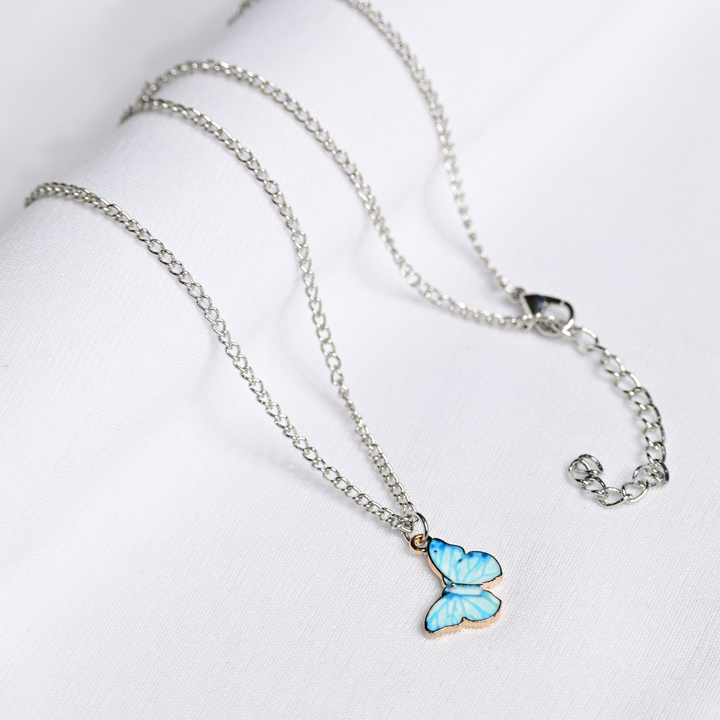 Sky Blue Butterfly Pendant - Fab Couture