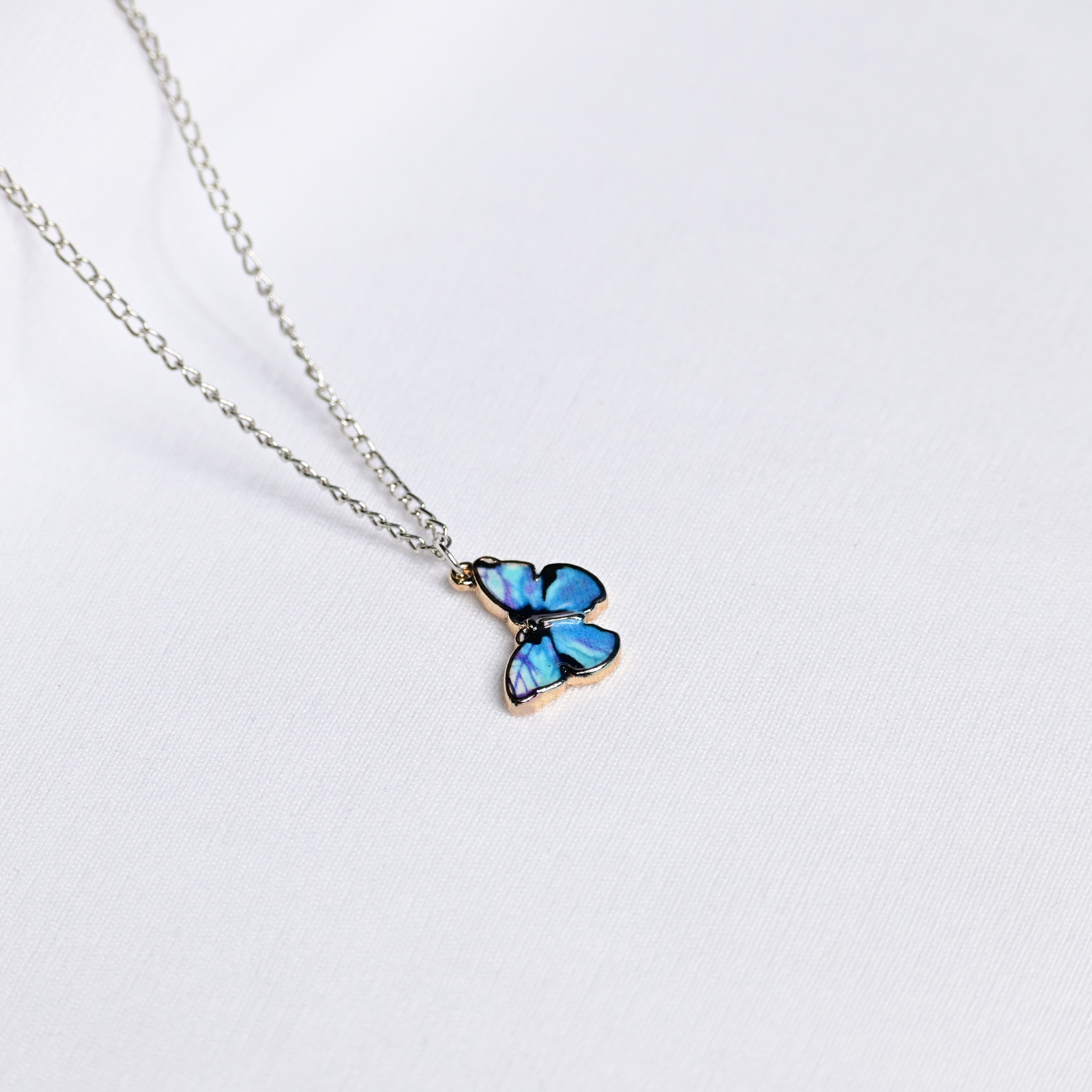 Enamel Blue Butterfly Pendant - Fab Couture