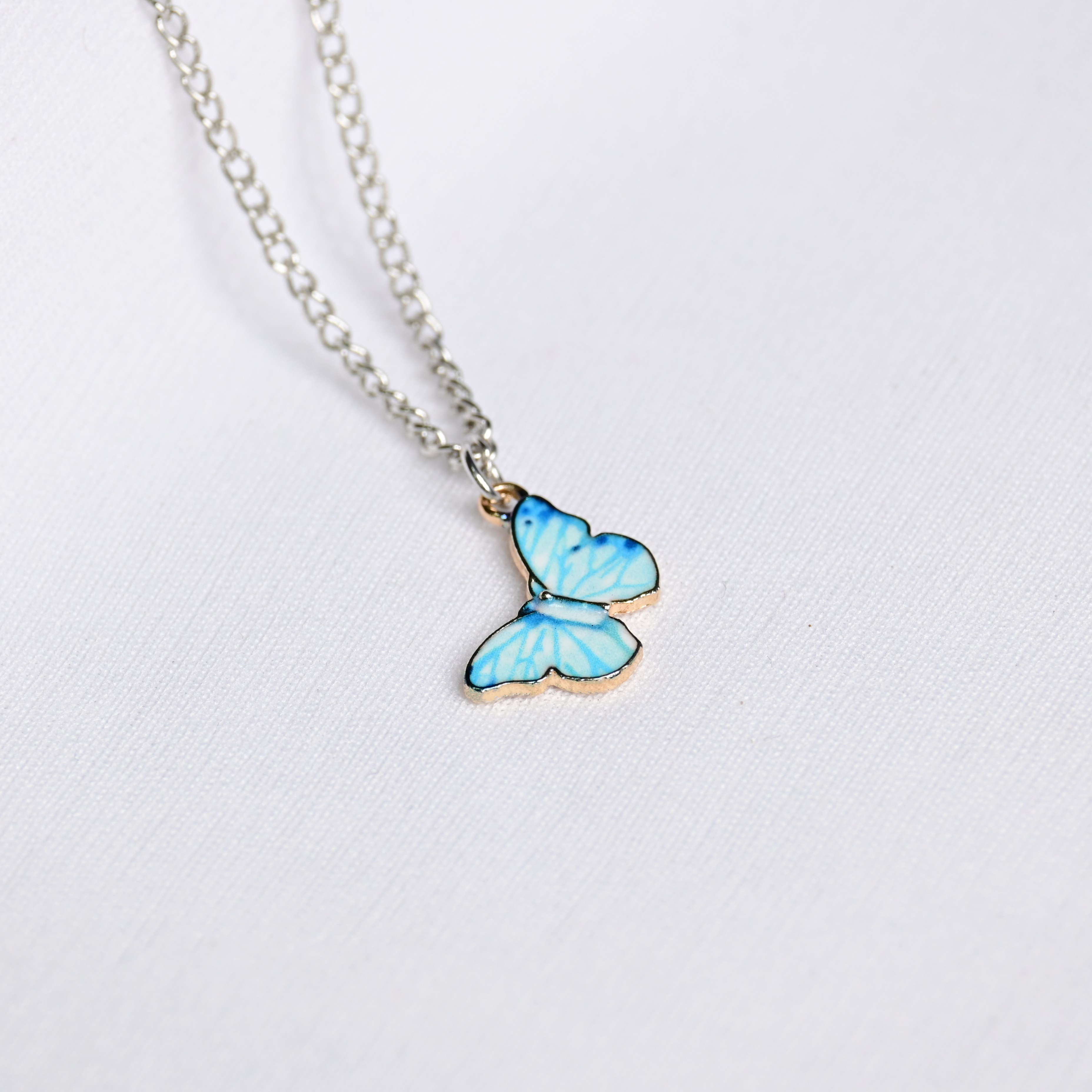 Sky Blue Butterfly Pendant - Fab Couture