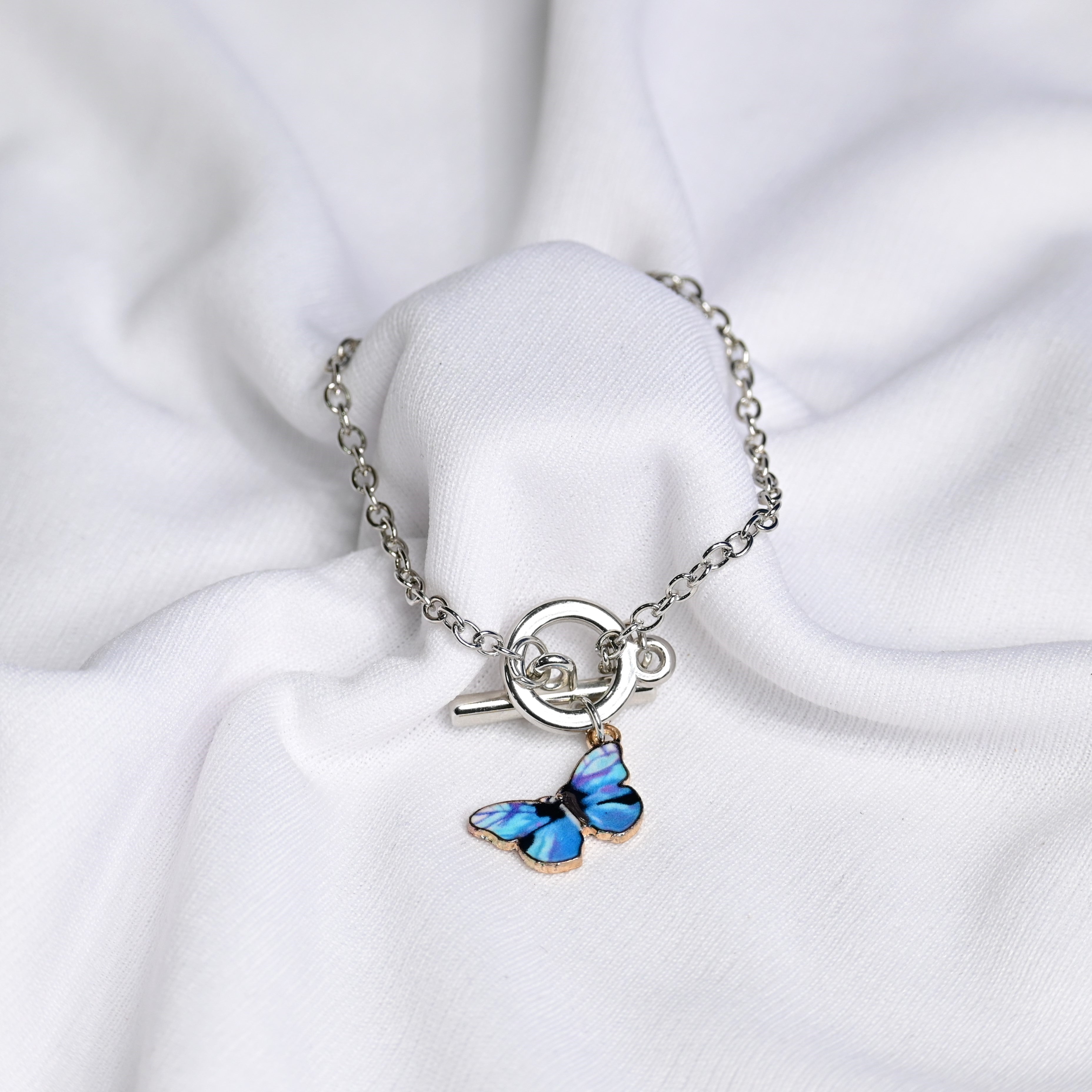 Enamel Blue Butterfly Bracelet - Fab Couture