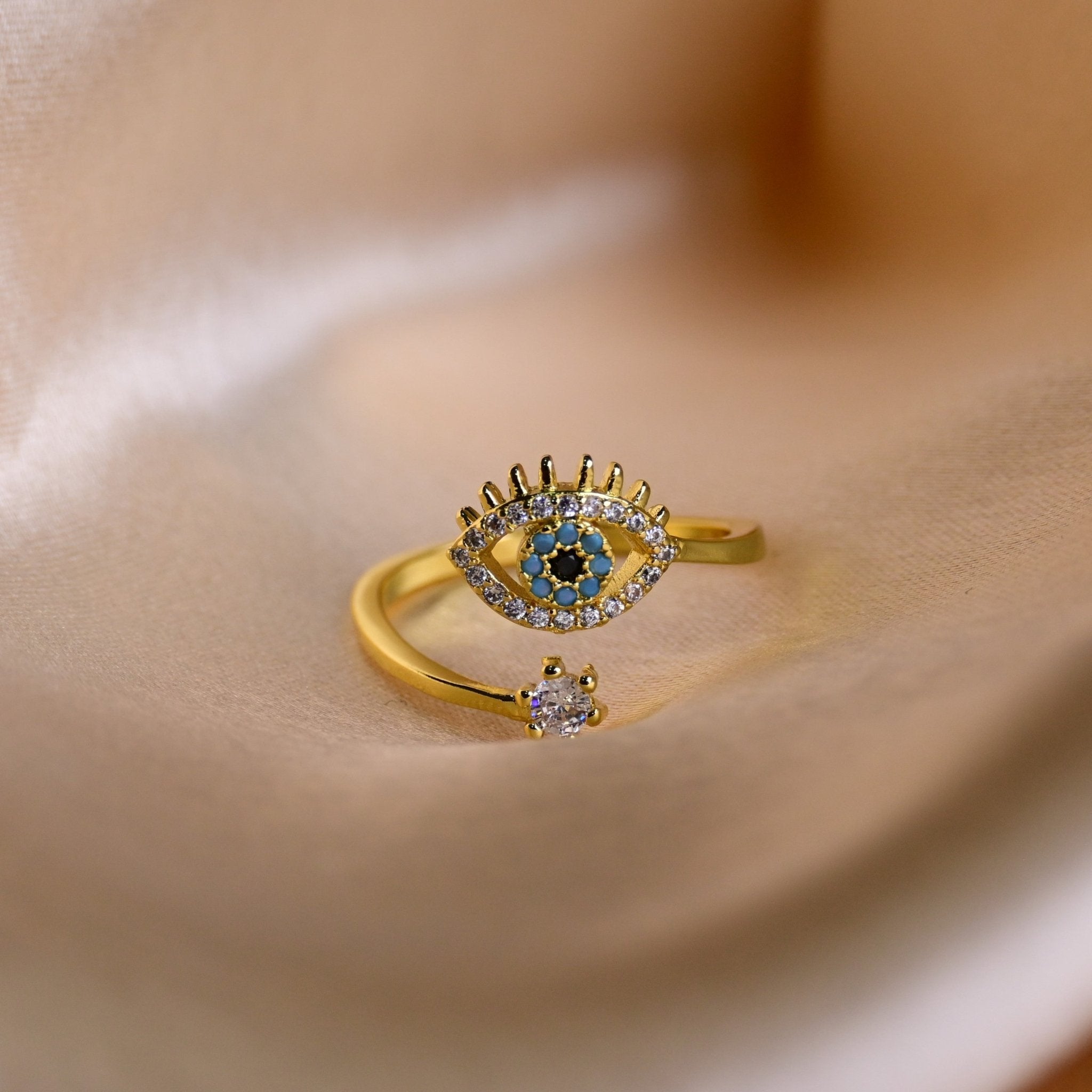 Azure Evil Eye Ring - Fab Couture