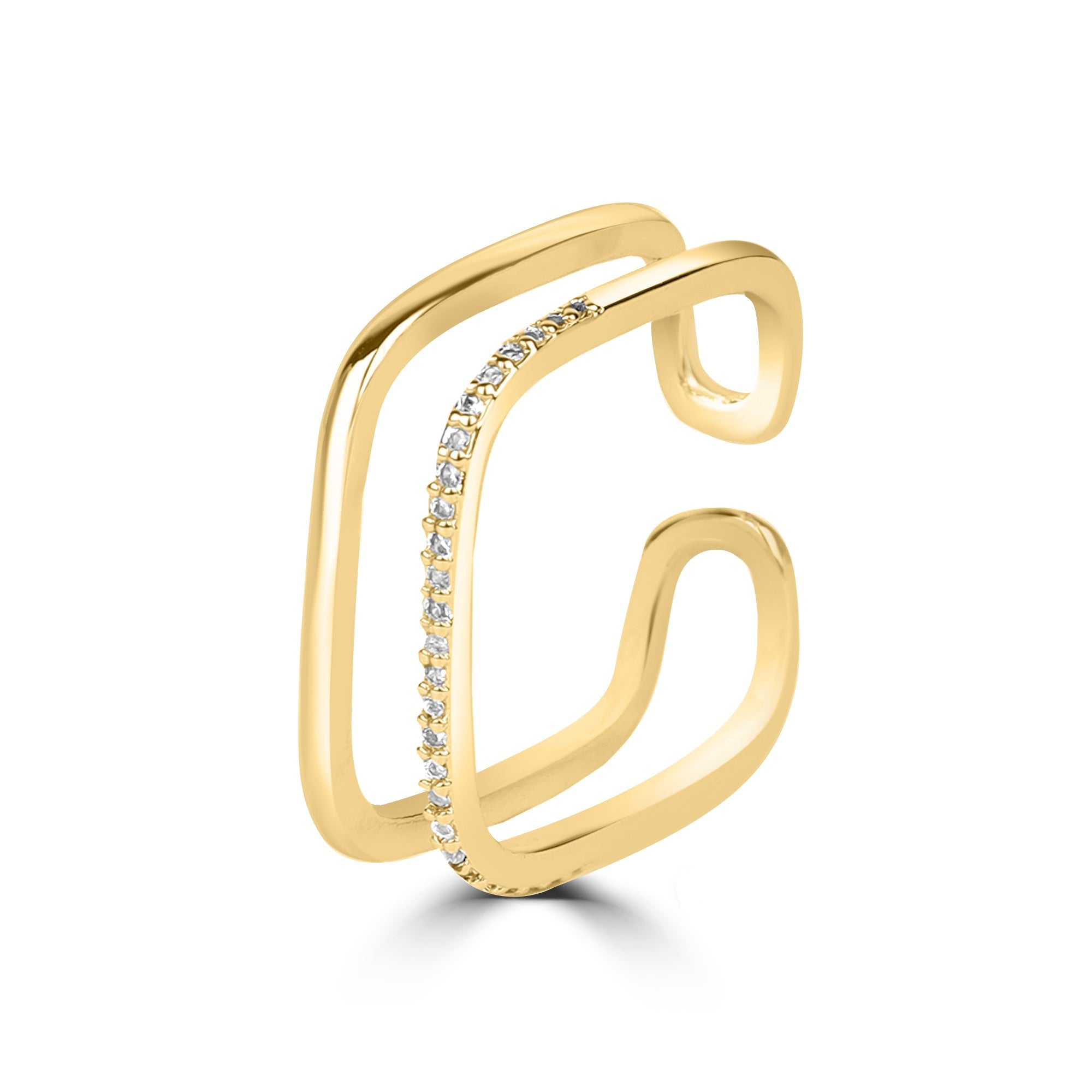 Open Square with White and Black Diamonds Ring in Yellow Gold – Osnat Har  Noy Jewelry