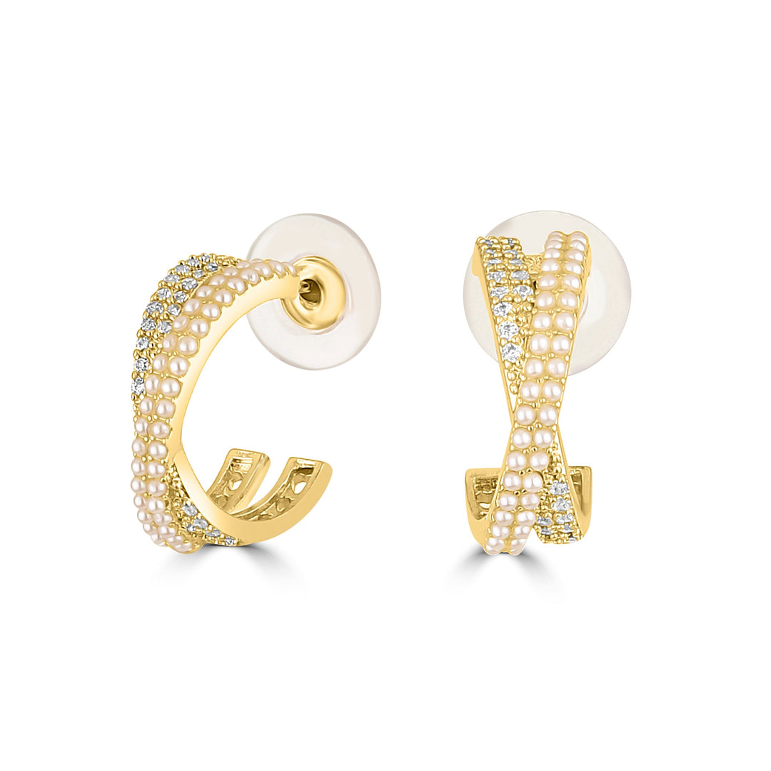 Studded Crisscross Hoops - Fab Couture