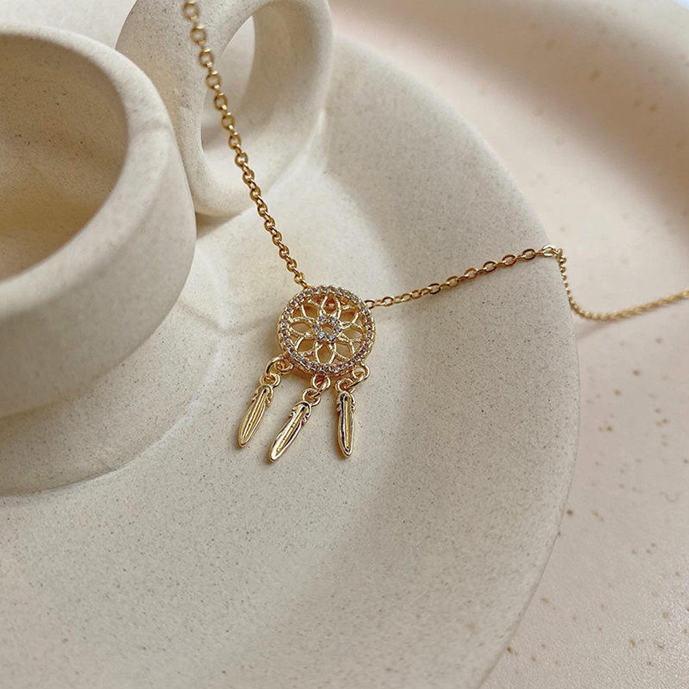 Buy Beaverbrooks 18ct Gold Plated Cubic Zirconia Dream Catcher Necklace  from the Next UK online shop